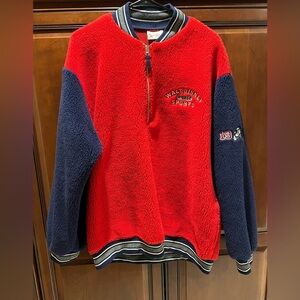 Walt Disney World Sports 1/4 Zip Pullover Mickey Mouse 1971 Sherpa Fleece - L